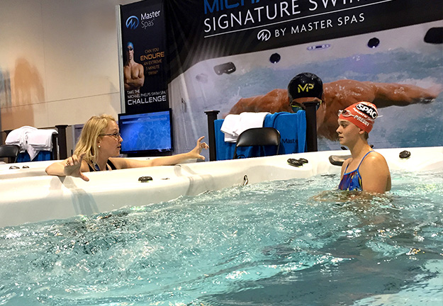 Heidi Pare instructs a swimming in Omaha